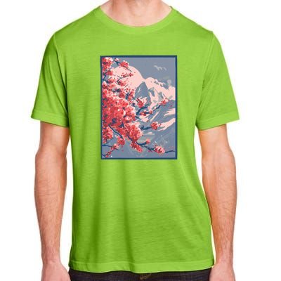 Japanese Cherry Blossom Mountain Adult ChromaSoft Performance T-Shirt