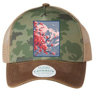 Japanese Cherry Blossom Mountain Legacy Tie Dye Trucker Hat