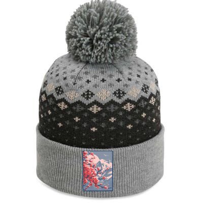 Japanese Cherry Blossom Mountain The Baniff Cuffed Pom Beanie