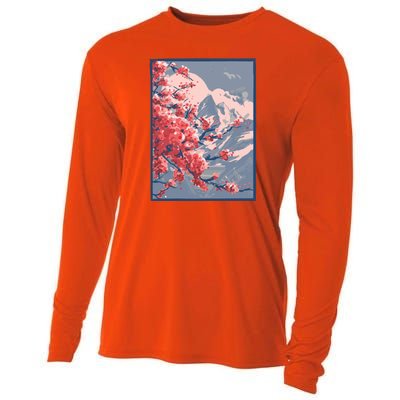 Japanese Cherry Blossom Mountain Cooling Performance Long Sleeve Crew