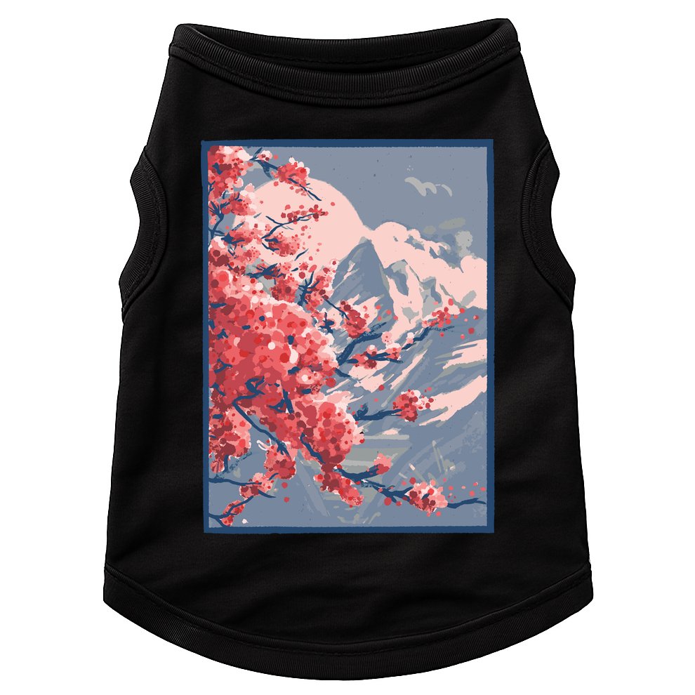 Japanese Cherry Blossom Mountain Doggie Tank