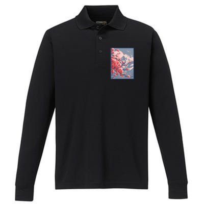 Japanese Cherry Blossom Mountain Performance Long Sleeve Polo