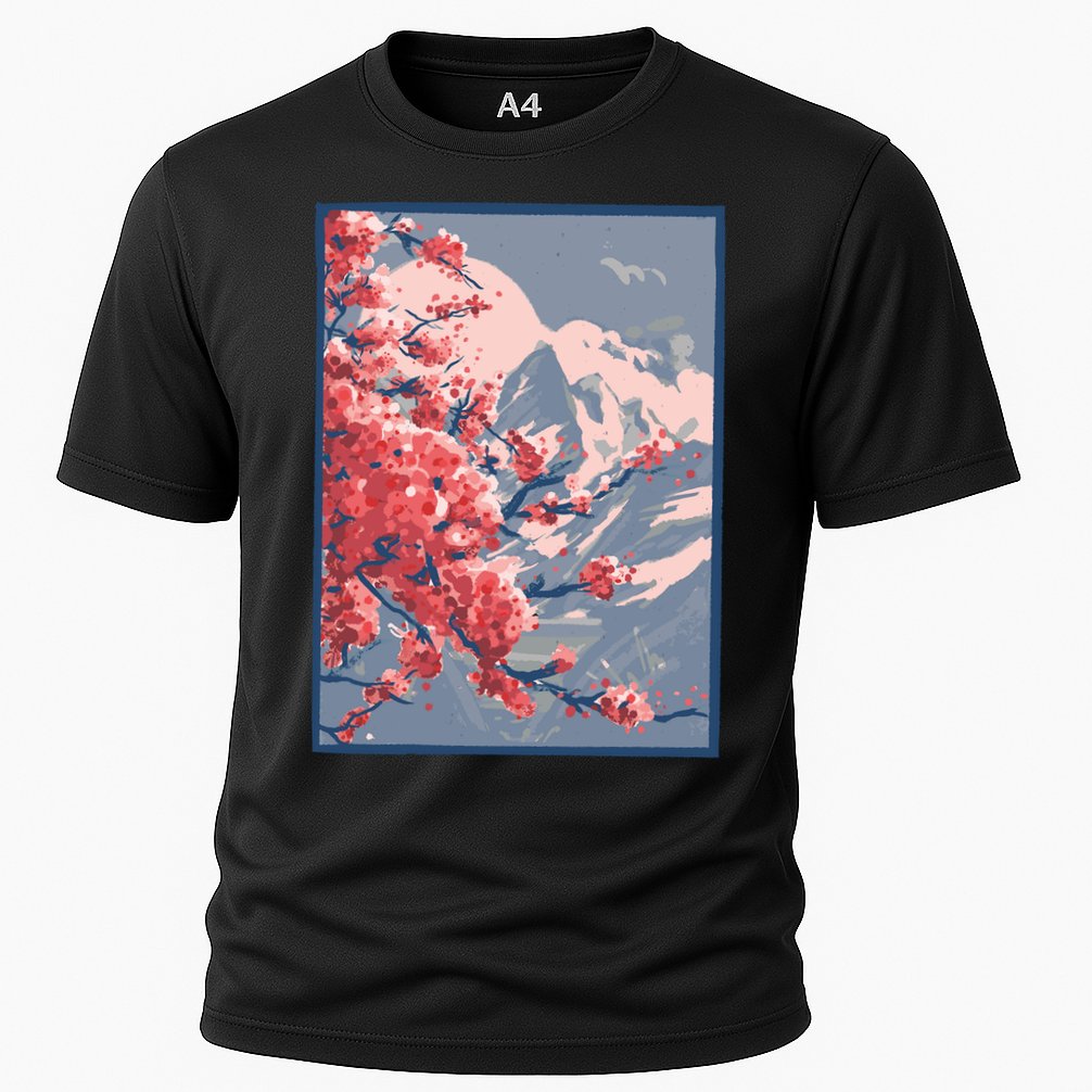 Japanese Cherry Blossom Mountain Cooling Performance Crew T-Shirt