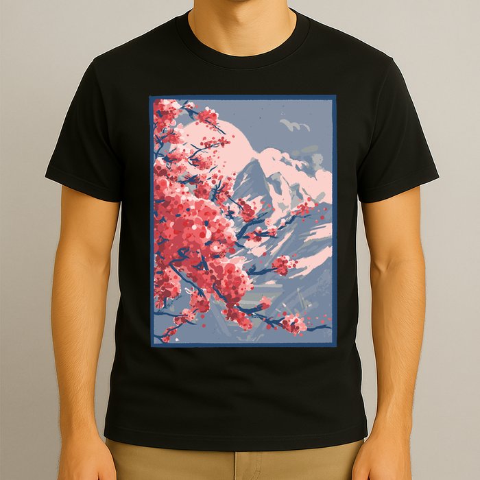Japanese Cherry Blossom Mountain T-Shirt