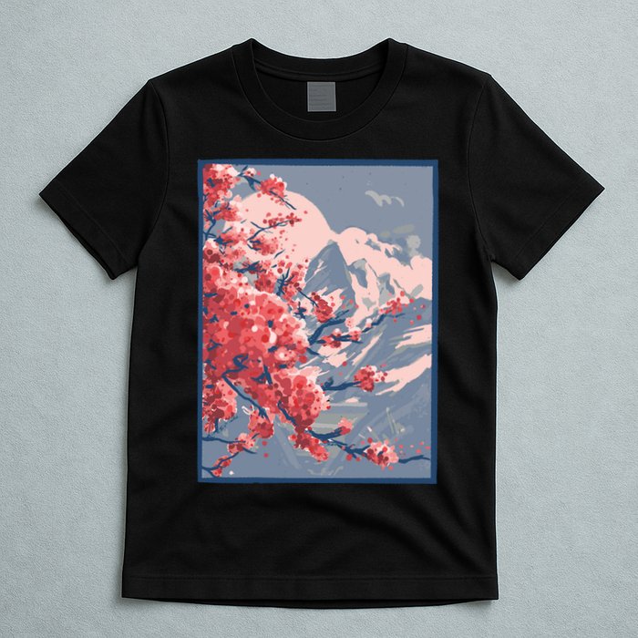 Japanese Cherry Blossom Mountain T-Shirt