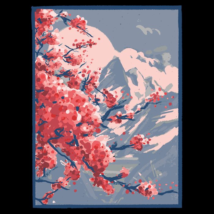 Japanese Cherry Blossom Mountain T-Shirt