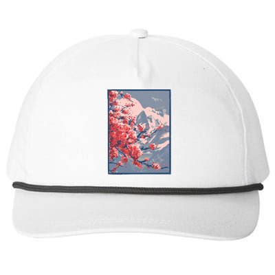 Japanese Cherry Blossom Mountain Snapback Five-Panel Rope Hat