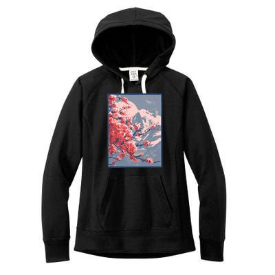 Japanese Cherry Blossom Mountain Women's Fleece Hoodie