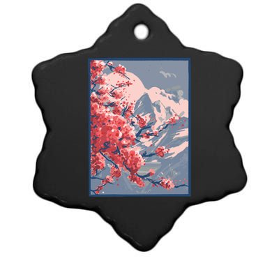 Japanese Cherry Blossom Mountain Ceramic Star Ornament