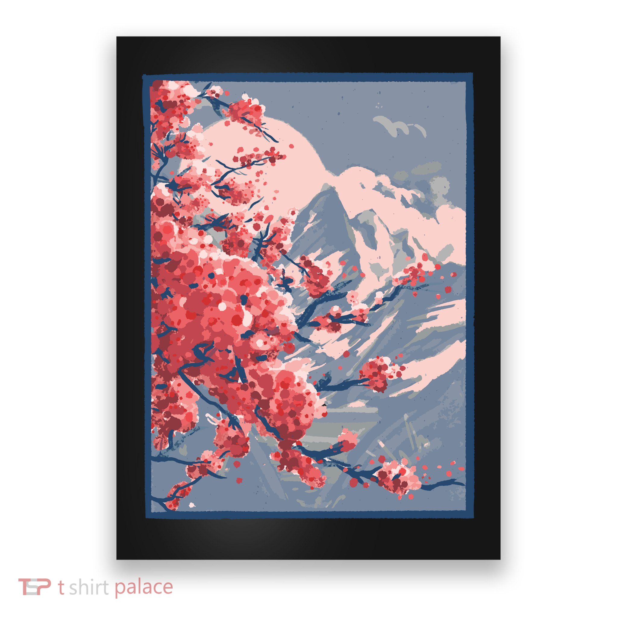 Japanese Cherry Blossom Mountain Poster