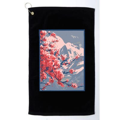 Japanese Cherry Blossom Mountain Platinum Collection Golf Towel