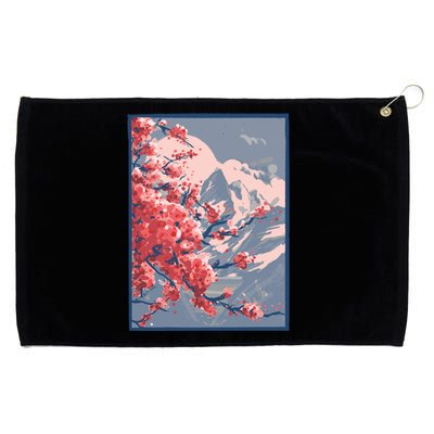 Japanese Cherry Blossom Mountain Grommeted Golf Towel