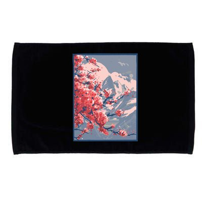 Japanese Cherry Blossom Mountain Microfiber Hand Towel