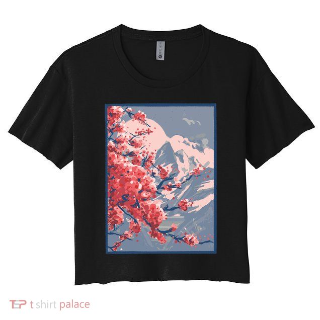 Japanese Cherry Blossom Mountain Crop Top
