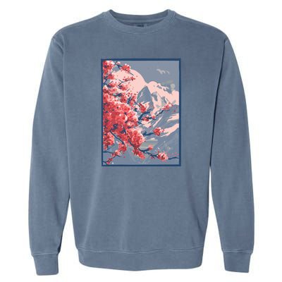 Japanese Cherry Blossom Mountain Garment-Dyed Sweatshirt