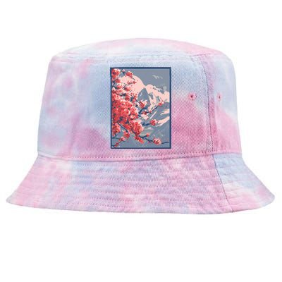 Japanese Cherry Blossom Mountain Tie-Dyed Bucket Hat