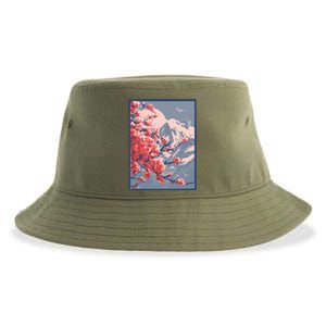 Japanese Cherry Blossom Mountain Sustainable Bucket Hat