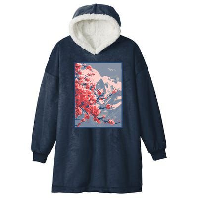 Japanese Cherry Blossom Mountain Hooded Wearable Blanket