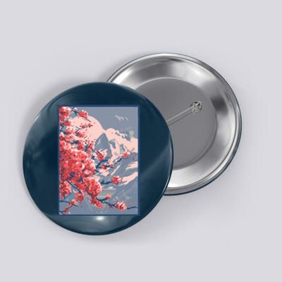 Japanese Cherry Blossom Mountain Button