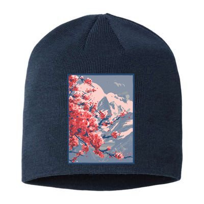 Japanese Cherry Blossom Mountain Sustainable Beanie