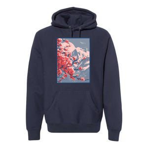 Japanese Cherry Blossom Mountain Premium Hoodie