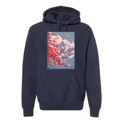 Japanese Cherry Blossom Mountain Premium Hoodie