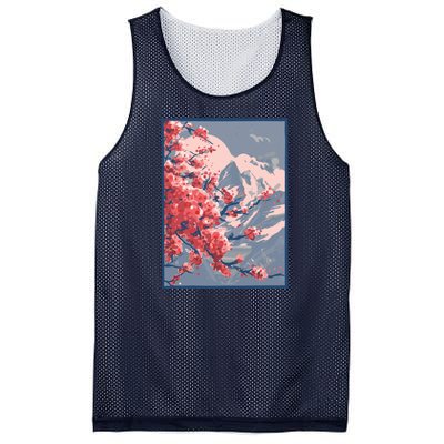 Japanese Cherry Blossom Mountain Mesh Reversible Basketball Jersey Tank