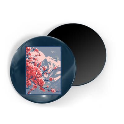 Japanese Cherry Blossom Mountain Magnet