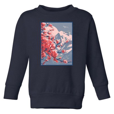 Japanese Cherry Blossom Mountain Toddler Sweatshirt