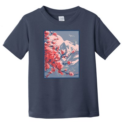 Japanese Cherry Blossom Mountain Toddler T-Shirt