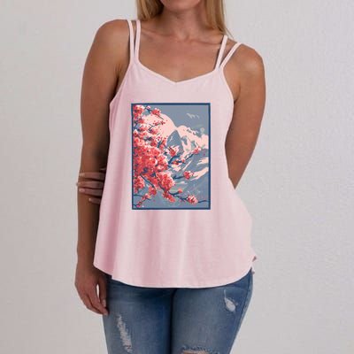 Japanese Cherry Blossom Mountain Women's Strappy Tank