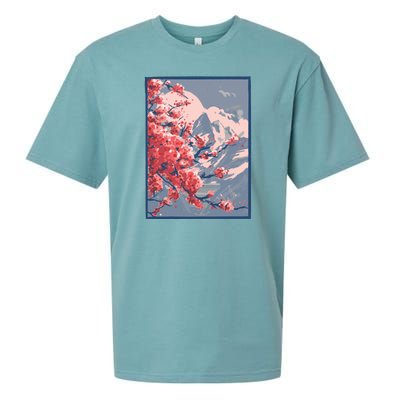 Japanese Cherry Blossom Mountain Sueded Cloud Jersey T-Shirt