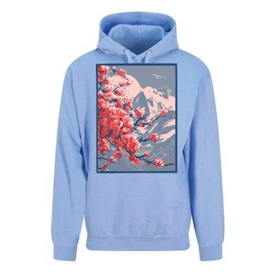 Japanese Cherry Blossom Mountain Unisex Surf Hoodie