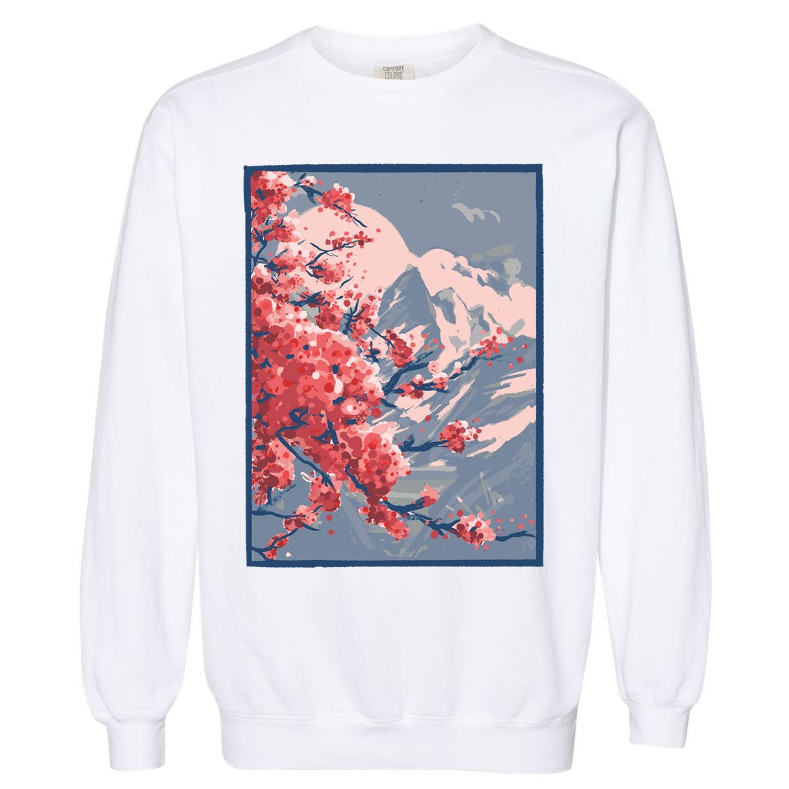 Japanese Cherry Blossom Mountain Garment-Dyed Sweatshirt