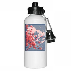 Japanese Cherry Blossom Mountain Aluminum Water Bottle 