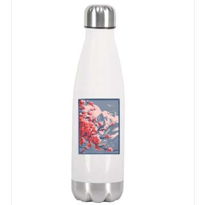 Japanese Cherry Blossom Mountain Stainless Steel Insulated Water Bottle