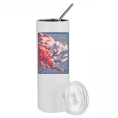 Japanese Cherry Blossom Mountain Stainless Steel Tumbler