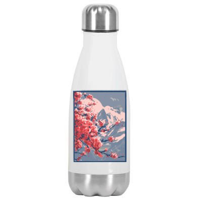 Japanese Cherry Blossom Mountain Stainless Steel Insulated Water Bottle