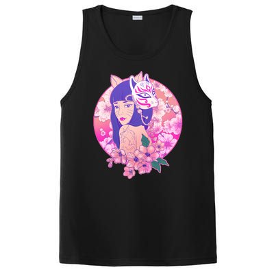 Japanese Cherry Blossoms Kitsune Fox Girl PosiCharge Competitor Tank