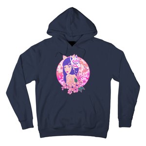 Japanese Cherry Blossoms Kitsune Fox Girl Hoodie