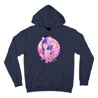 Japanese Cherry Blossoms Kitsune Fox Girl Hoodie