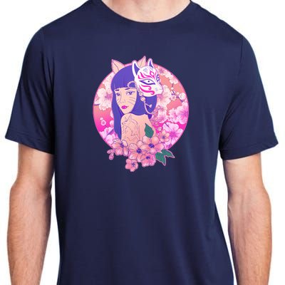 Japanese Cherry Blossoms Kitsune Fox Girl Adult ChromaSoft Performance T-Shirt