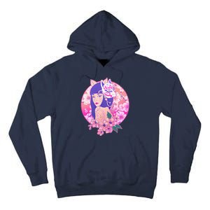 Japanese Cherry Blossoms Kitsune Fox Girl Tall Hoodie