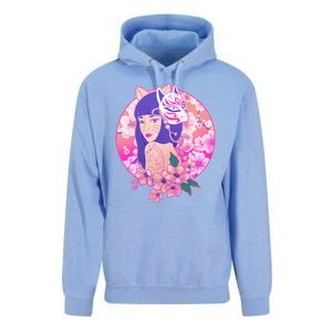 Japanese Cherry Blossoms Kitsune Fox Girl Unisex Surf Hoodie