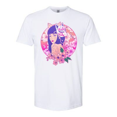 Japanese Cherry Blossoms Kitsune Fox Girl Softstyle® CVC T-Shirt