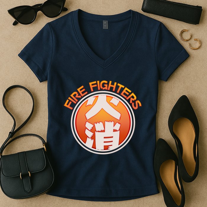 Japanese Fire Fighters - Fire Out Women's V-Neck T-Shirt