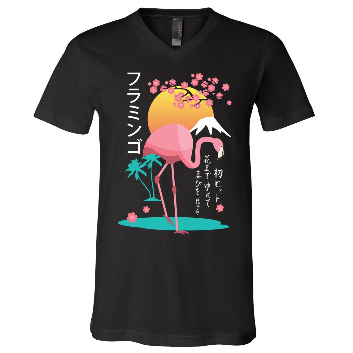 Japanese Flamingo V-Neck T-Shirt