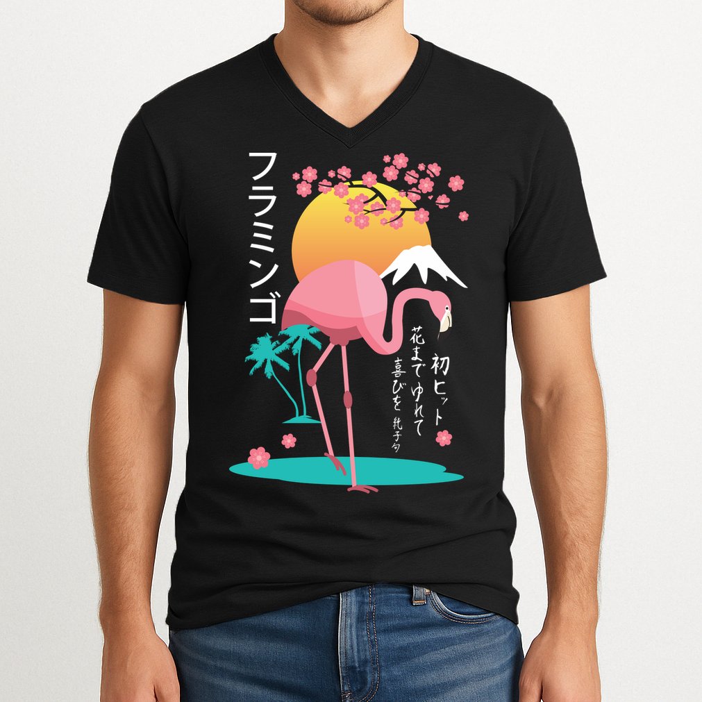 Japanese Flamingo V-Neck T-Shirt