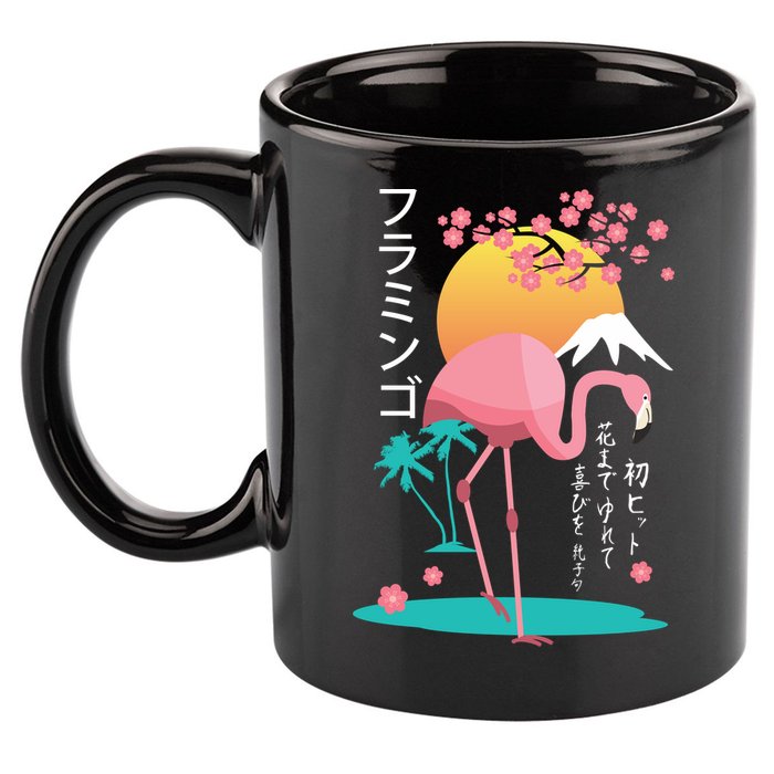 Japanese Flamingo 11oz C Handle Ceramic Mug