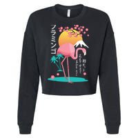Japanese Flamingo Cropped Pullover Crew